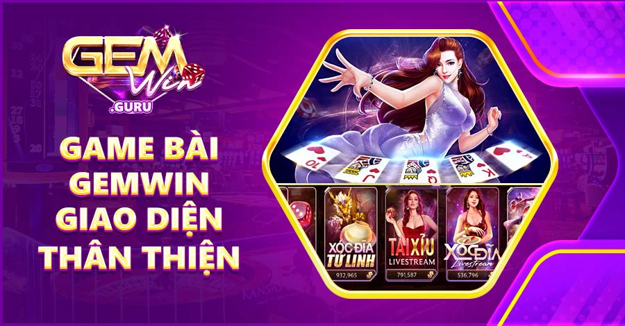 Sảnh game bài được xây dựng với giao diện thân thiện và dễ sử dụng